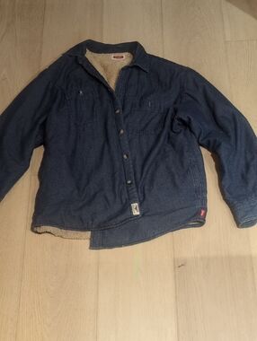 Wrangler Navy Sherpa-Lined Denim Shirt Jacket